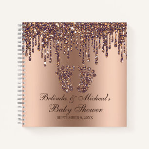 Glitter Drip Bronze Feet Baby shower Guestbook Notitieboek