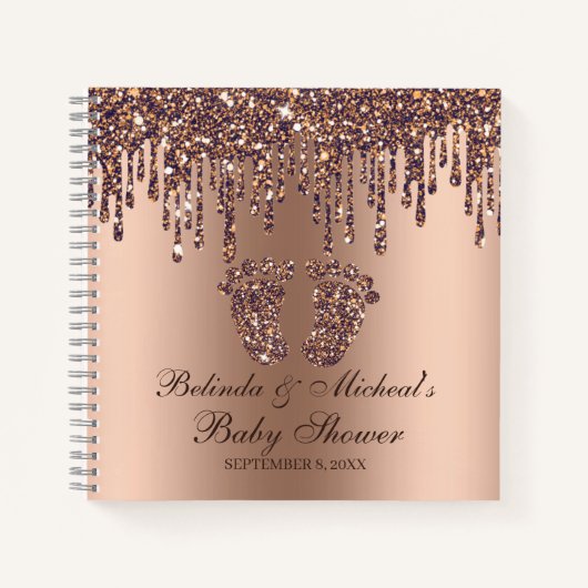 Glitter Drip Bronze Feet Baby shower Guestbook Notitieboek (Voorkant)