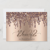Glitter Drip Bronze Gold Afstuderen Foto Kaart (Achterkant)