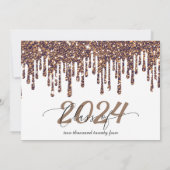 Glitter Drip Bronze Gold Afstuderen Foto Kaart (Achterkant)