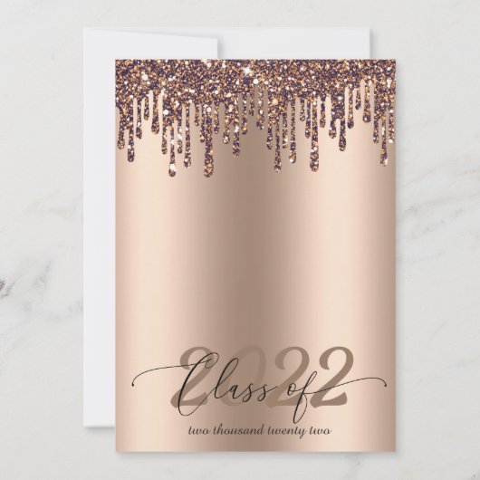 Glitter Drip Bronze Gold Afstuderen Kaart (Achterkant)