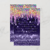 Glitter Drip Bruiloft Verjaardagsfeestje Paars Reg Kaart (Voorkant / Achterkant)