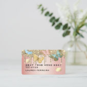 Glitter Drip Butterfly Girly Chic Faux creditcard Visitekaartje (Staand voorkant)