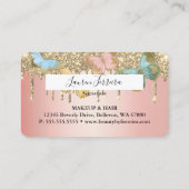 Glitter Drip Butterfly Girly Chic Faux creditcard Visitekaartje (Achterkant)
