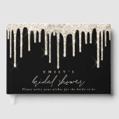 Glitter Drip Cream Schrift Bruidsbruiloft Zwart Gastenboek (Voorkant)