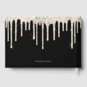 Glitter Drip Cream Schrift Bruidsbruiloft Zwart Gastenboek (Achterkant)