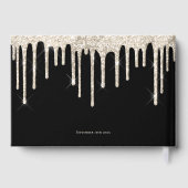 Glitter Drip Cream Script Bruiloft Zwart Gastenboek (Achterkant)
