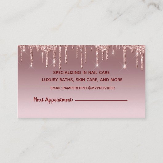 Glitter Drip Dog Grooming Dog Spa Appointcard Afsprakenkaartje (Achterkant)