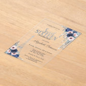 Glitter Drip, Eiffel Tower Blue Rozen Sweet 16 Acryl Uitnodigingen (Laagn)