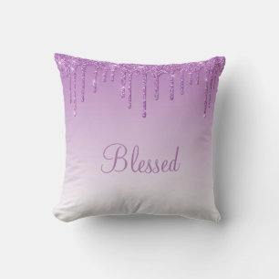 Glitter Drip Girly Bling Typography Ombré Kussen