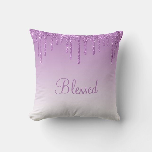 Glitter Drip Girly Bling Typography Ombré Kussen (Voorkant)