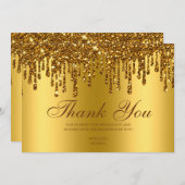 Glitter Drip Gold Baby Feet Hartelijk dank Bedankkaart (Voorkant / Achterkant)