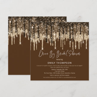 Glitter Drip Gold Brown Drive van Vrijgezellenfees Kaart