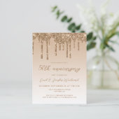 Glitter Drip Goud 50e Verjaardag Script Briefkaart (Staand voorkant)