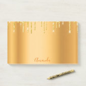 Glitter drip goudsmeel post-it® notes (Op bureau)