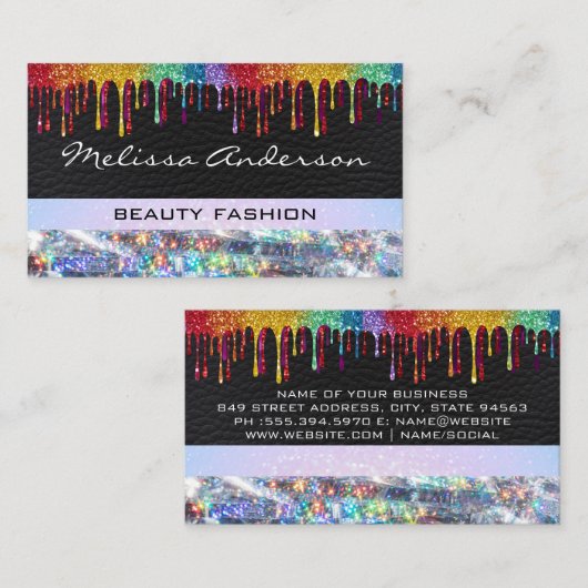 Glitter Drip | Leather Bokeh | MODE Visitekaartje (Voorkant / Achterkant)