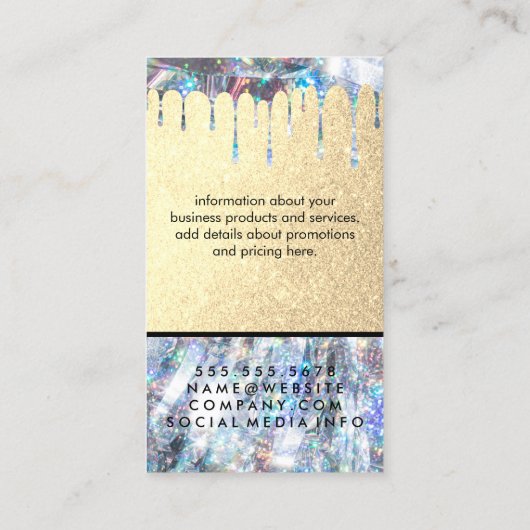 Glitter Drip | make-up kit Visitekaartje (Achterkant)