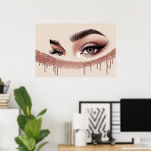 💎 Glitter Drip Make-up Ogen Voor Vrouwelijke Muur Poster (Thuiskantoor)