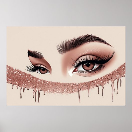 💎 Glitter Drip Make-up Ogen Voor Vrouwelijke Muur Poster (Voorkant)