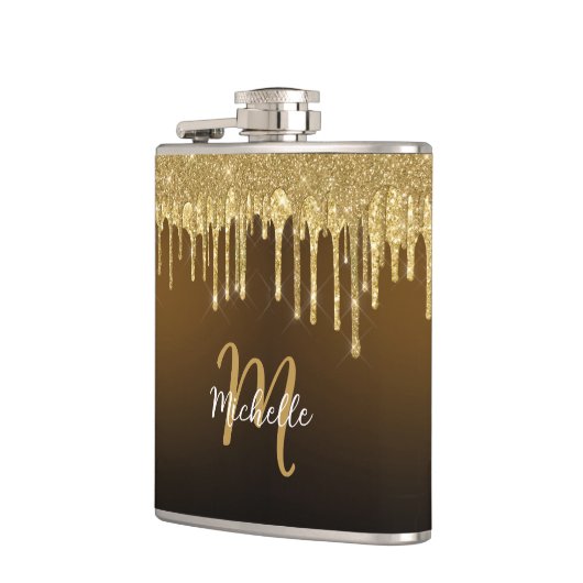 Glitter Drip Monogram Sparkle Cute Girly Heupfles (Links)