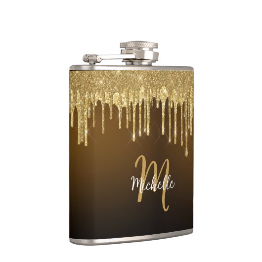 Glitter Drip Monogram Sparkle Cute Girly Heupfles (Rechts)