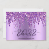 Glitter Drip Paars Afstuderen Fotouitnodiging Kaart (Achterkant)