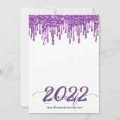 Glitter Drip Paars Afstuderen Kaart (Achterkant)