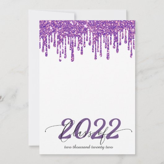 Glitter Drip Paars Afstuderen Kaart (Achterkant)