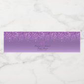 Glitter Drip Paars Baby Voet Baby shower Waterfles Etiket (Enkel label)