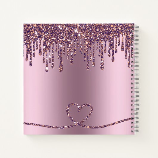 Glitter Drip Paars Feet Baby shower Guestbook Notitieboek (Achterkant)