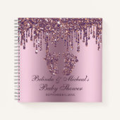 Glitter Drip Paars Feet Baby shower Guestbook Notitieboek (Voorkant)