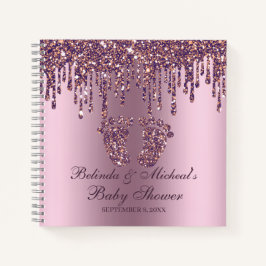 Glitter Drip Paars Feet Baby shower Guestbook Notitieboek