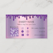 Glitter Drip Paarse cupcake Bakkerij Klantenkaartje (Achterkant)
