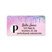 Glitter Drip Pastel Perfect Posh Adres Label (Voorkant)