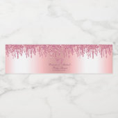 Glitter Drip Pink Baby Feet Baby shower Waterfles Etiket (Enkel label)