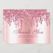 Glitter Drip Pink Baby Feet Dank je wel Bedankkaart (Voorkant / Achterkant)