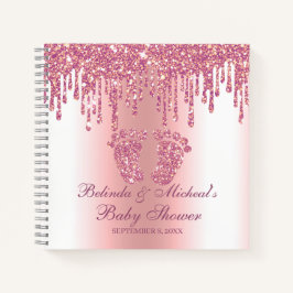 Glitter Drip Pink Feet Baby shower Guestbook Notitieboek