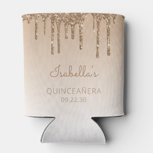 Glitter Drip Quinceañera, speciaal ontwikkeld Blikjeskoeler (Achterkant)