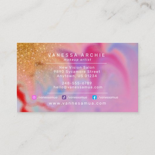 Glitter Drip Rainbow Butterfly Logo Visitekaartje (Achterkant)