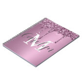 Glitter Drip Roos Blush Girly Pink Monogram Naam Notitieboek (Linkerzijde)