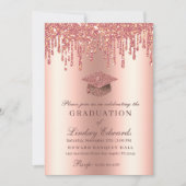 Glitter Drip Roos Gold Afstuderen Kaart (Voorkant)