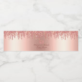 Glitter Drip Roos Gold Baby Baby shower Waterfles Etiket (Enkel label)