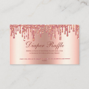 Glitter Drip Roos Gold Baby shower Diaper Raffle Informatiekaartje