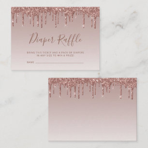 Glitter Drip Roos Gold Baby shower Diaper Raffle Informatiekaartje