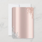 Glitter Drip Roos Gold Dress Sweet 16 RSVP Kaart (Achterkant)