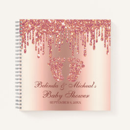 Glitter Drip Roos Gold Feet Baby shower Guestbook Notitieboek