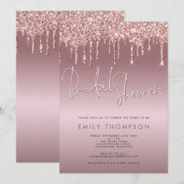 Glitter Drip Roos Gold Script Vrijgezellenfeest Kaart