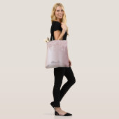 Glitter drip roos goudbolombre naam girly tote bag (Op model)