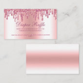 Glitter Drip Roze Baby shower Diaper Raffle Informatiekaartje (Voorkant / Achterkant)