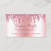 Glitter Drip Roze Baby shower Diaper Raffle Informatiekaartje (Voorkant)